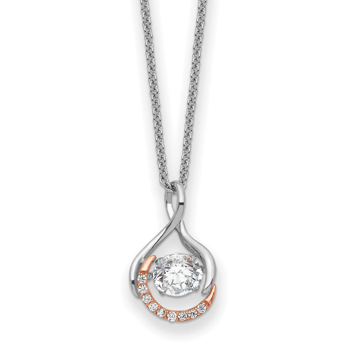 Sentimental Expressions Sterling Silver Rose-tone SS and Rose-Tone Vibrant CZ Warm Embrace 18in Necklace