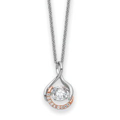 Sentimental Expressions Sterling Silver Rose-tone SS and Rose-Tone Vibrant CZ Warm Embrace 18in Necklace