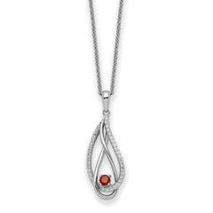 Sentimental Expressions Sterling Silver Rhodium-Rhodium-Plated Jan CZ Always in my Heart Birthstone 18in Necklace