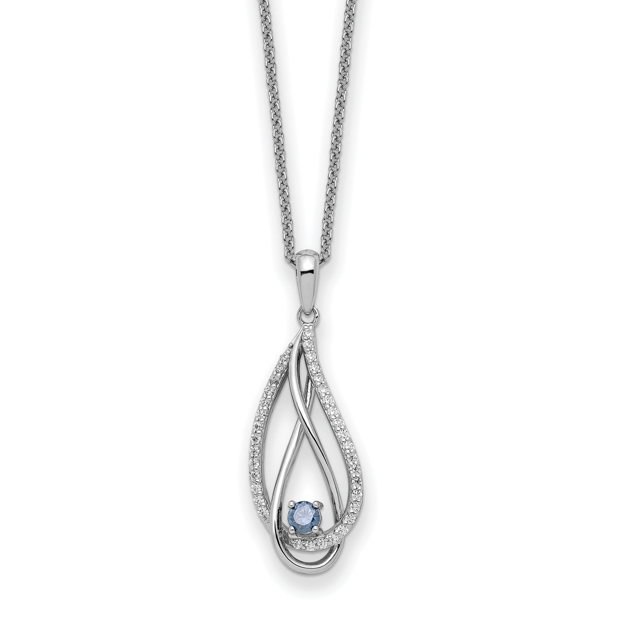 Sentimental Expressions Sterling Silver Rhodium-Rhodium-Plated Mar CZ Always in my Heart Birthstone 18in Necklace