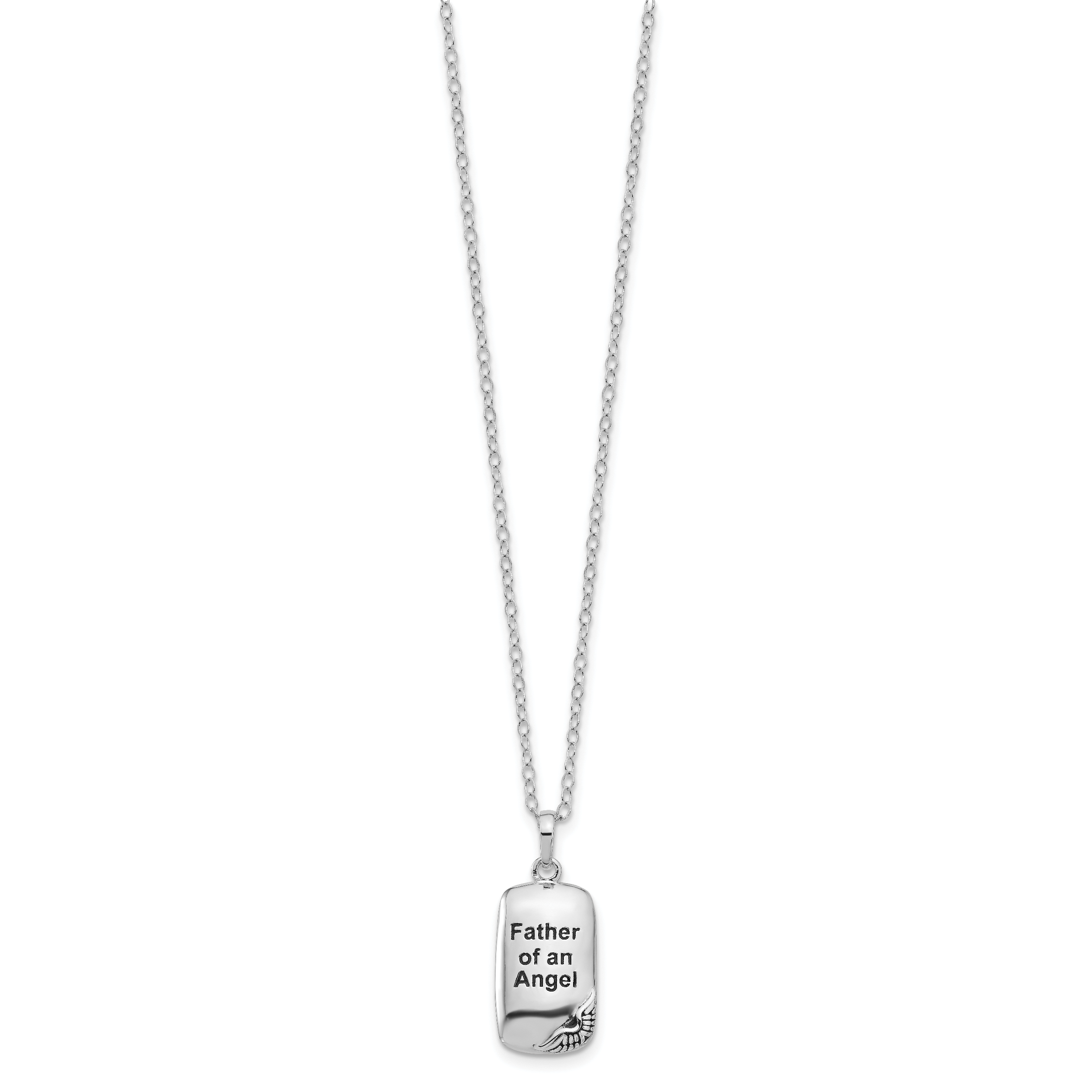 Sentimental Expressions Sterling Silver Rhodium-plated Antiqued Father of an Angel Ash Holder 18 Inch Necklace