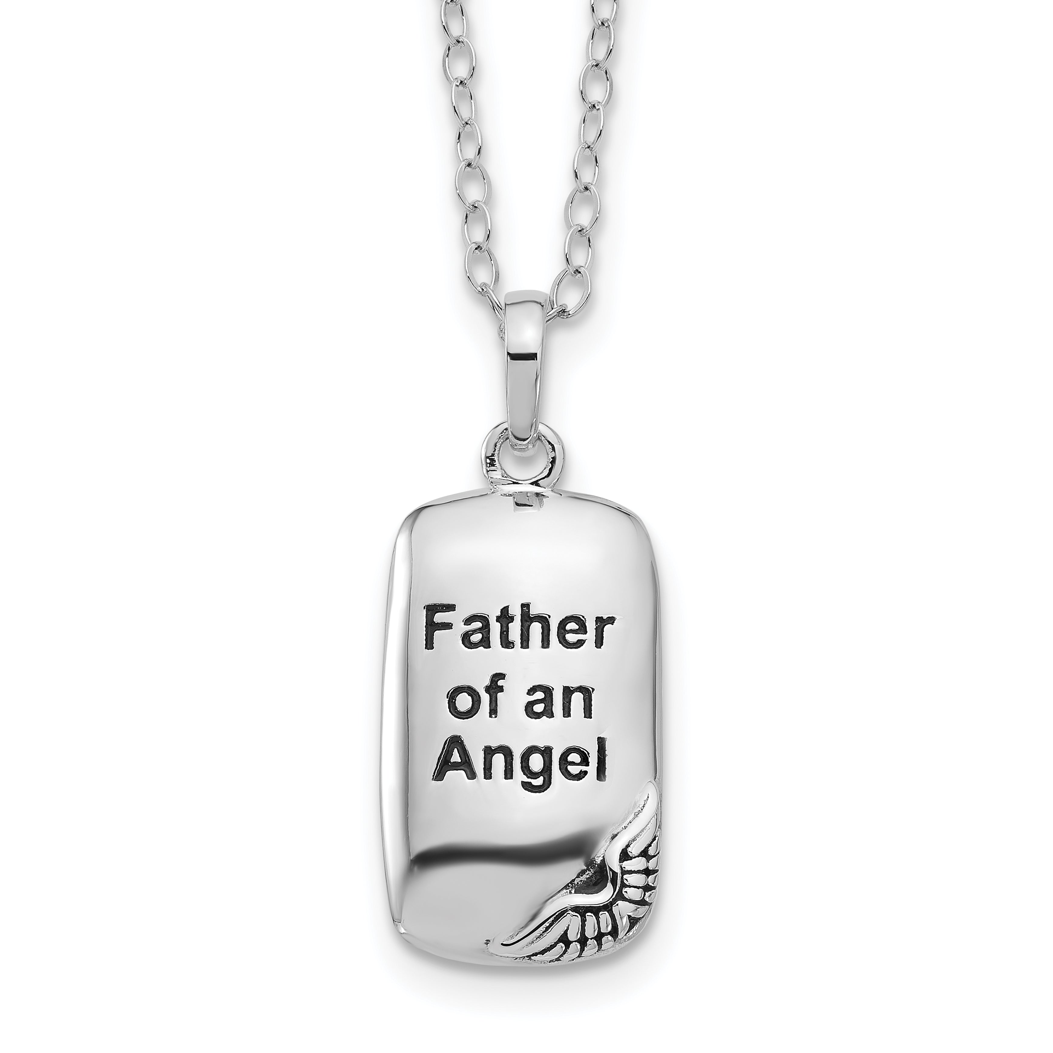 Sentimental Expressions Sterling Silver Rhodium-plated Antiqued Father of an Angel Ash Holder 18 Inch Necklace Main image