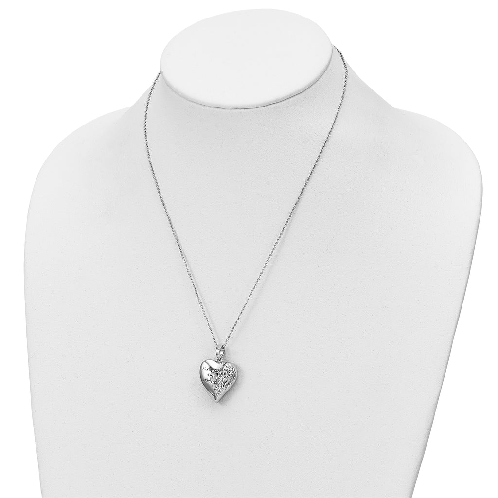 Sentimental Expressions Sterling Silver Rhodium-plated Antiqued CZ Fly With The Angels Ash Holder 18 Inch Necklace