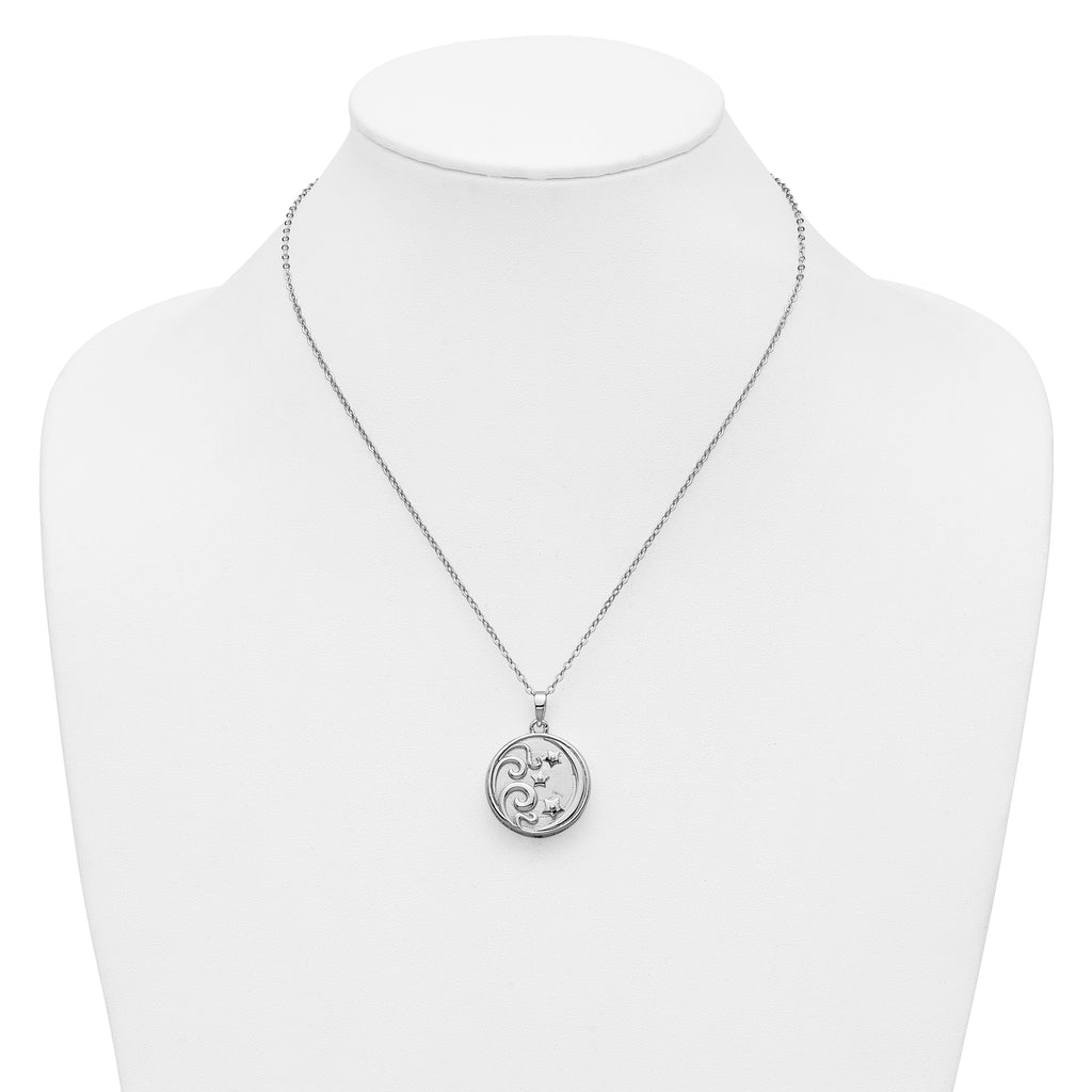 Sentimental Expressions Sterling Silver Rhodium-plated Antiqued Goodnight Ash Holder 18 Inch Necklace