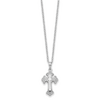 Sentimental Expressions Sterling Silver Rhodium-plated CZ Eternal Home Cross Ash Holder 18 Inch Necklace