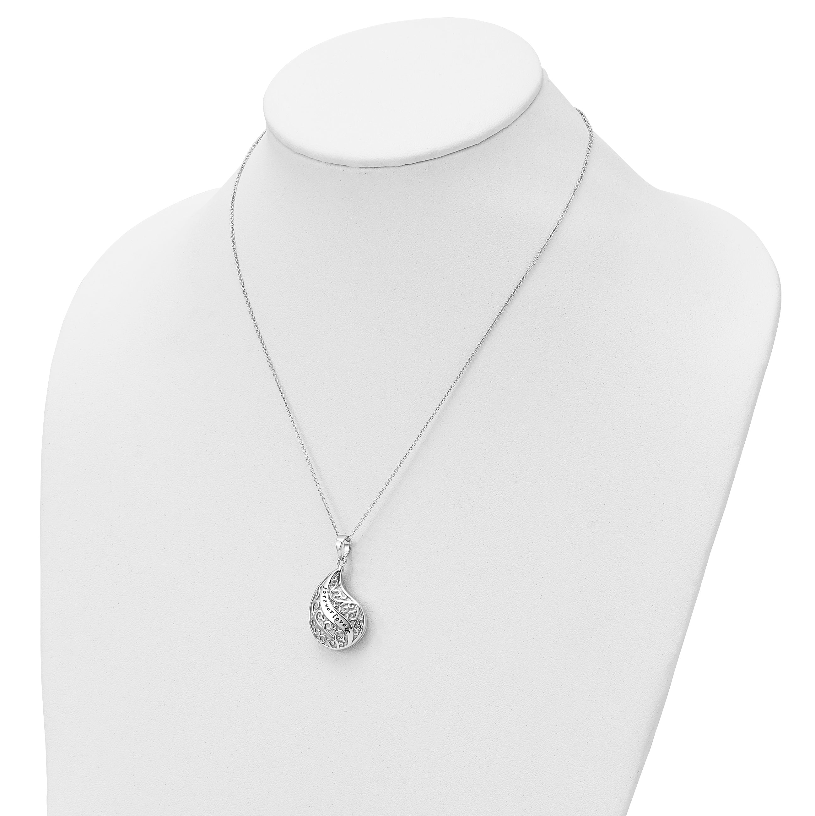 Sentimental Expressions Sterling Silver Rhodium-plated Antiqued Forever Loved Ash Holder 18 Inch Necklace