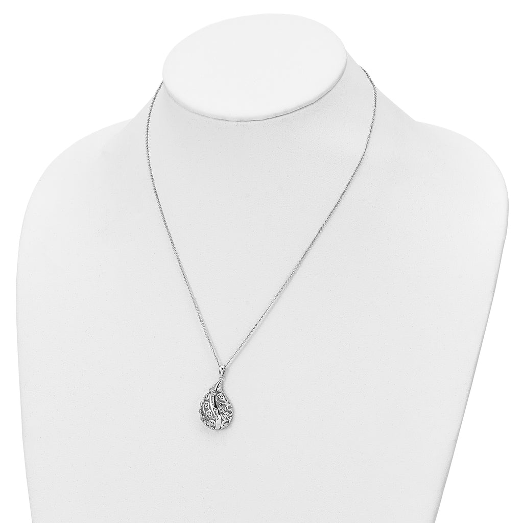 Sentimental ExpreSterling Silverions Sterling Silver Rhodium-Plated Antiqued CZ Forever Loved Forever MiSterling Silvered 18 