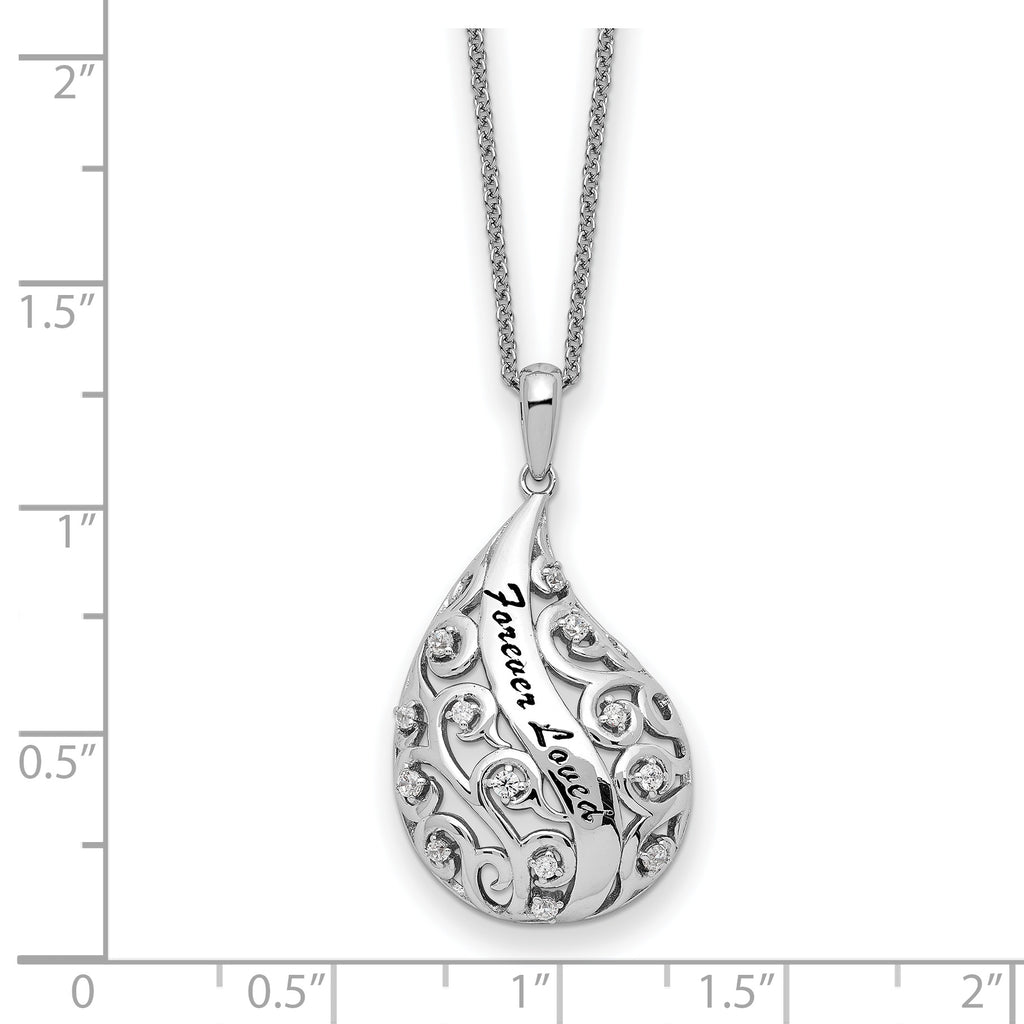 Sentimental ExpreSterling Silverions Sterling Silver Rhodium-Plated Antiqued CZ Forever Loved Forever MiSterling Silvered 18 