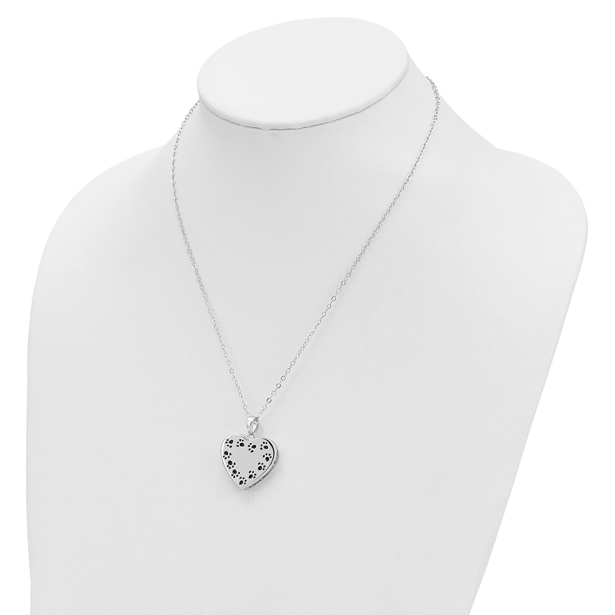 Sentimental Expressions Sterling Silver Rhodium-plated Antiqued Love Never Ends Pet Ash Holder 18 Inch Necklace