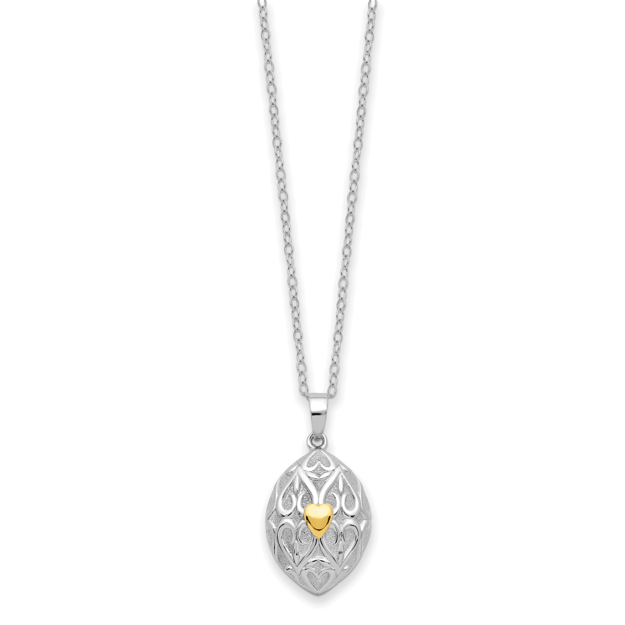 Sentimental Expressions Sterling Silver Rhodium-plated Gold-tone Heart in Egg Shaped Ash Holder 18 Inch Necklace Secondary image