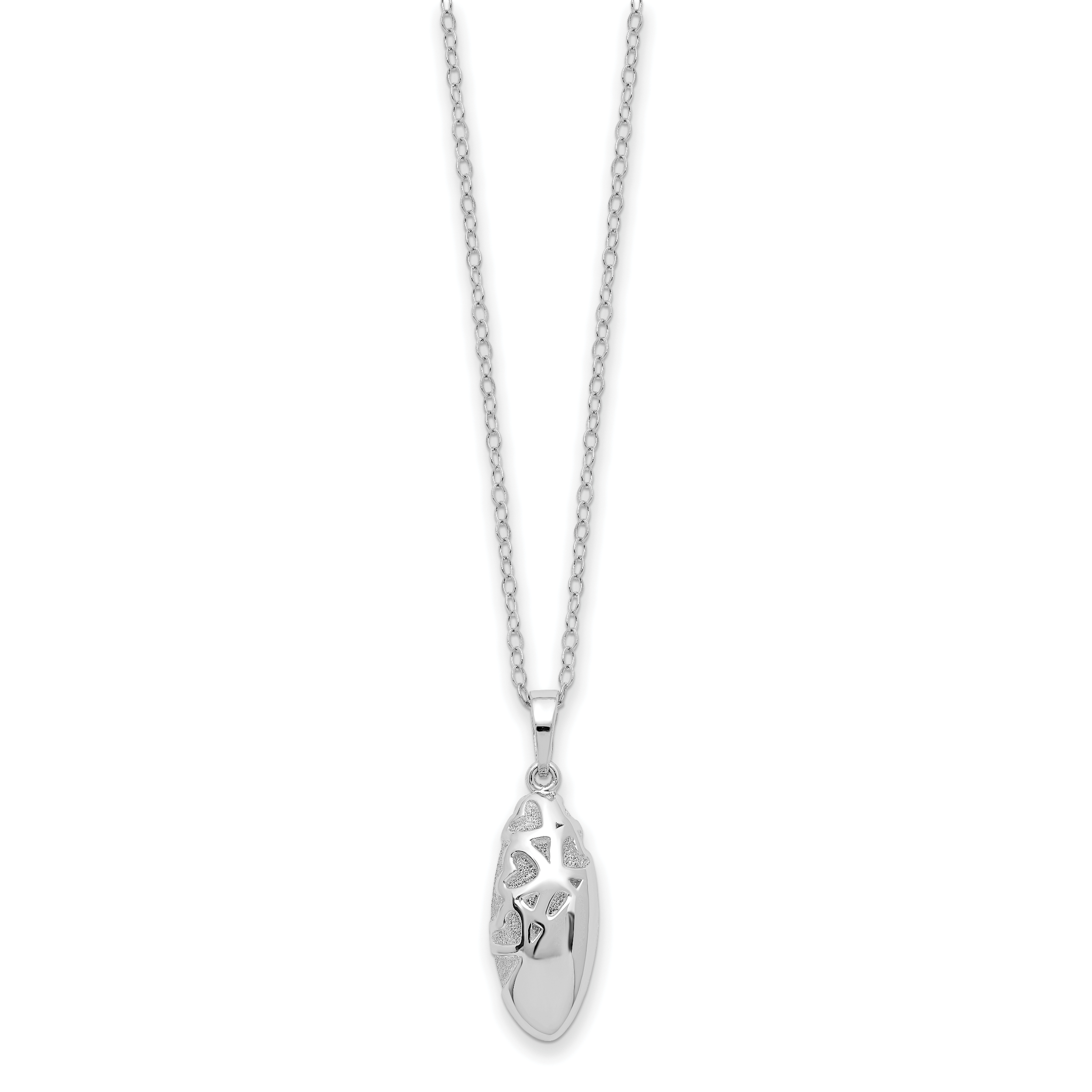 Sentimental Expressions Sterling Silver Rhodium-plated Scrolled Hearts Ash Holder 18 Inch Necklace Secondary image