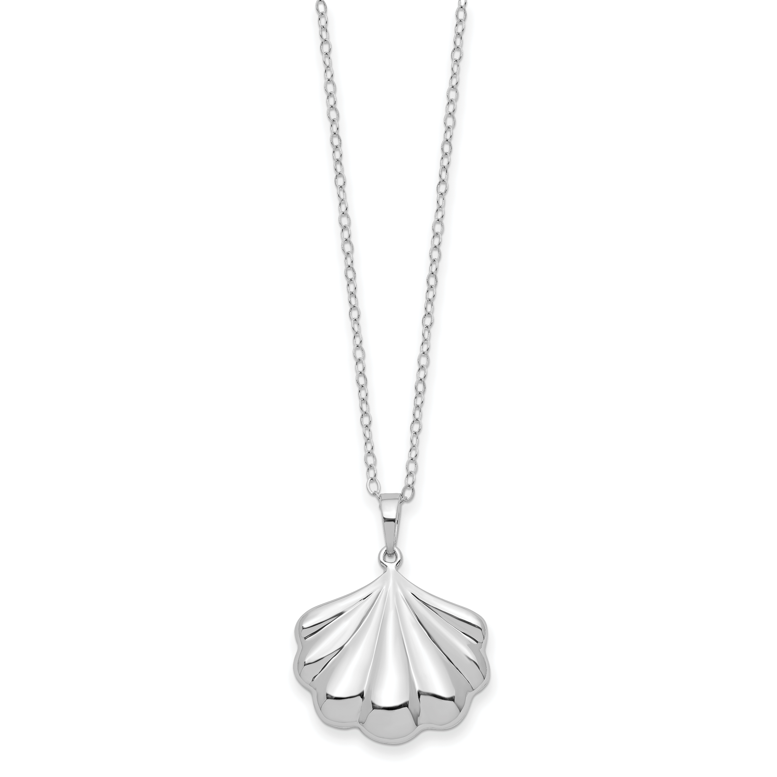 Sentimental Expressions Sterling Silver Rhodium-plated Shell Ash Holder 18 Inch Necklace Secondary image