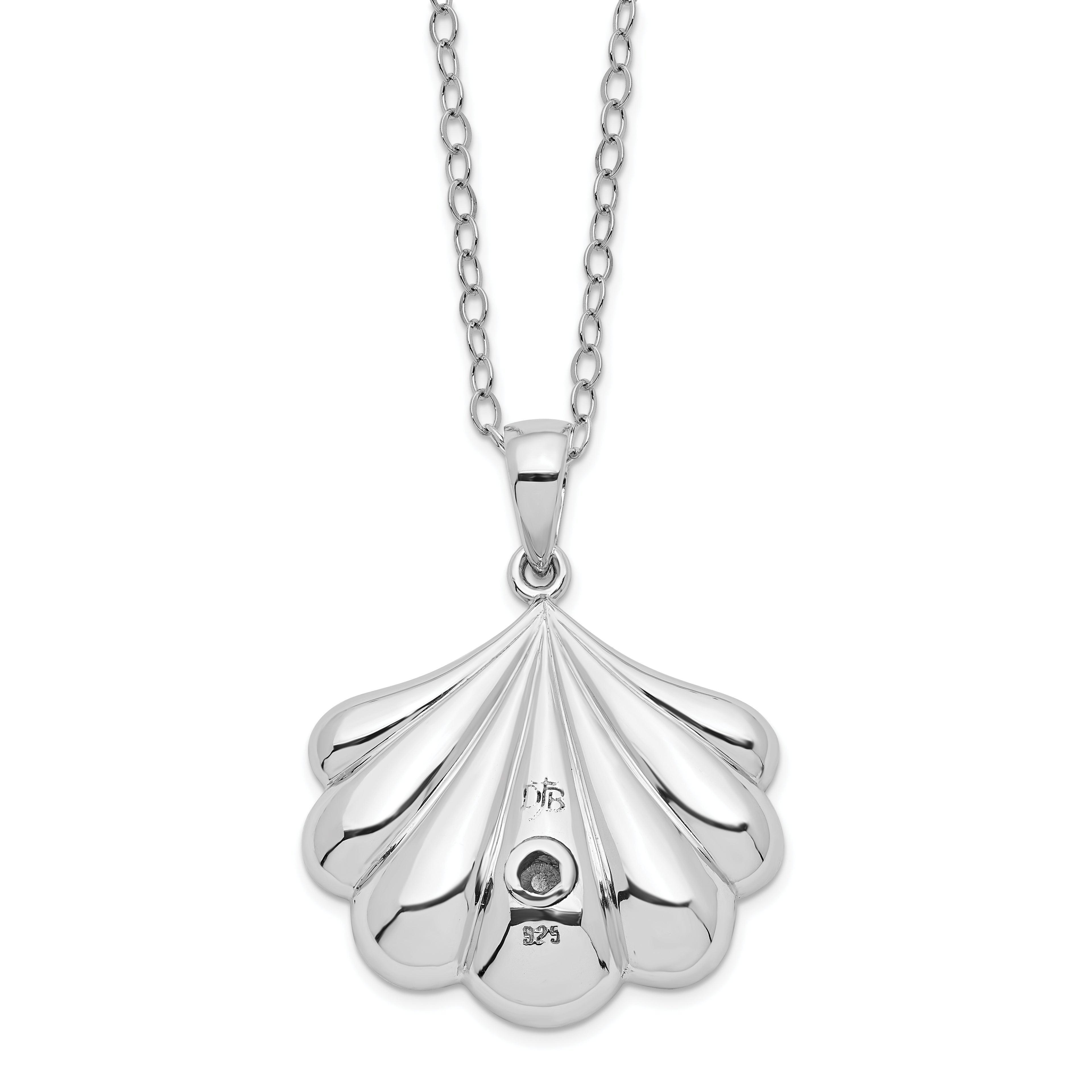 Sentimental Expressions Sterling Silver Rhodium-plated Shell Ash Holder 18 Inch Necklace