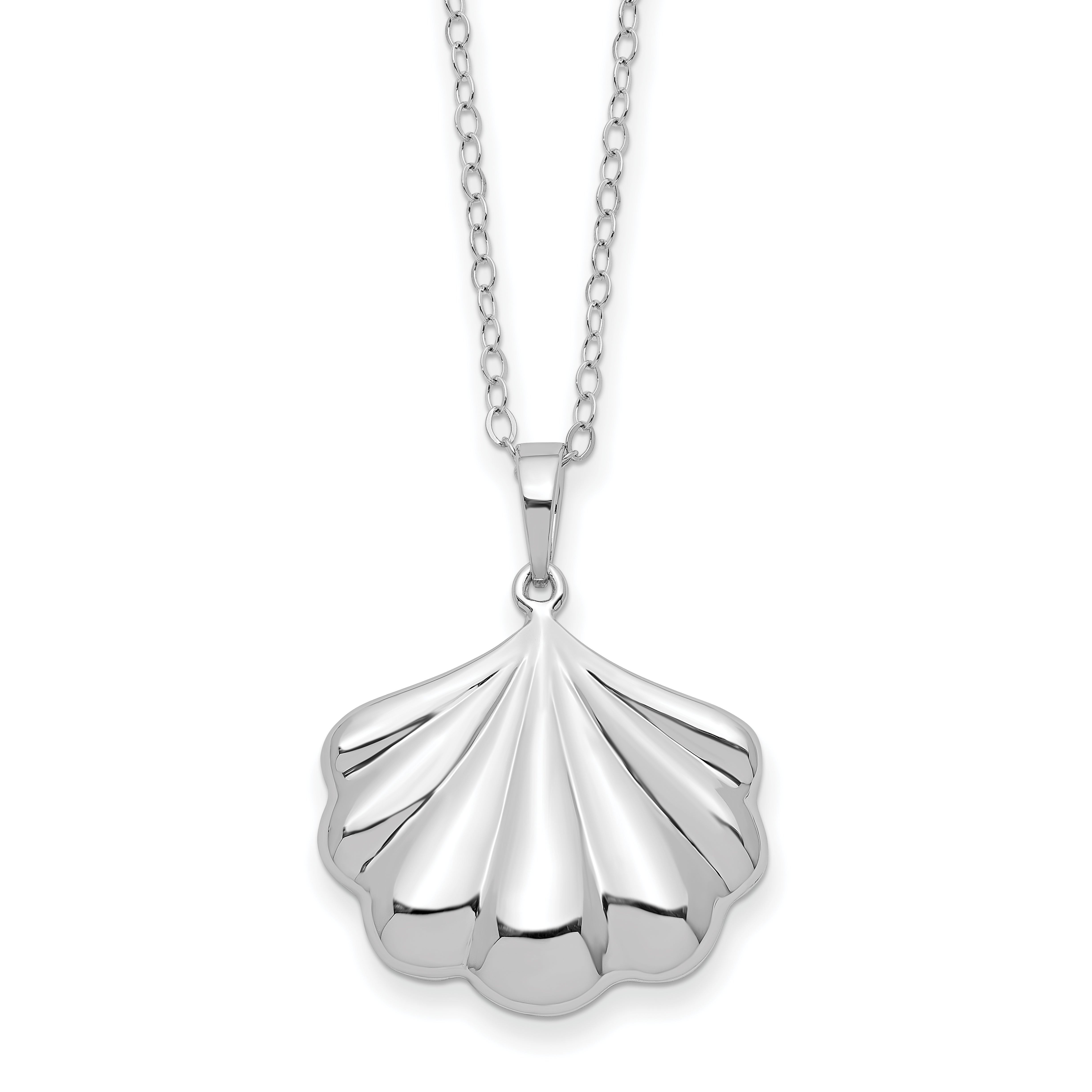 Sentimental Expressions Sterling Silver Rhodium-plated Shell Ash Holder 18 Inch Necklace Main image
