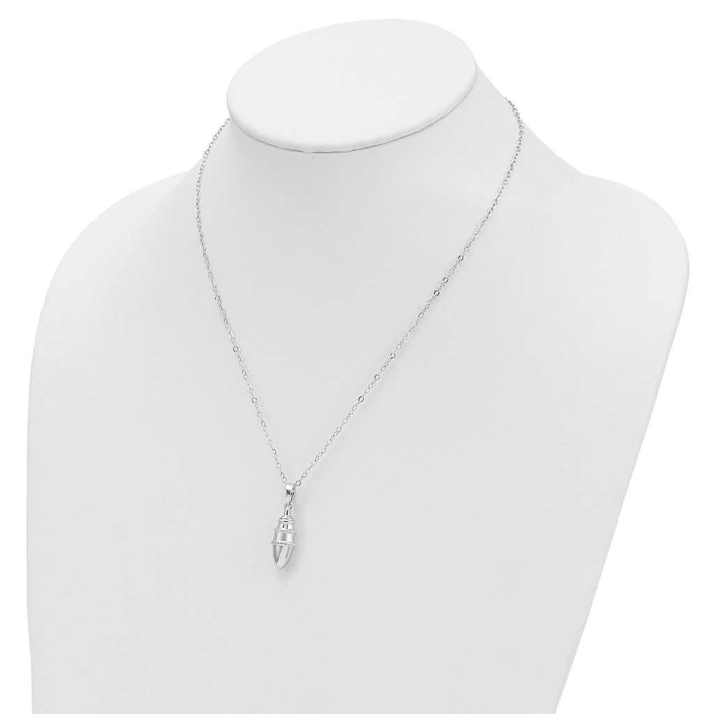 Sentimental Expressions Sterling Silver Rhodium-plated Beaded Bulb Shaped Ash Holder 18 Inch Necklace