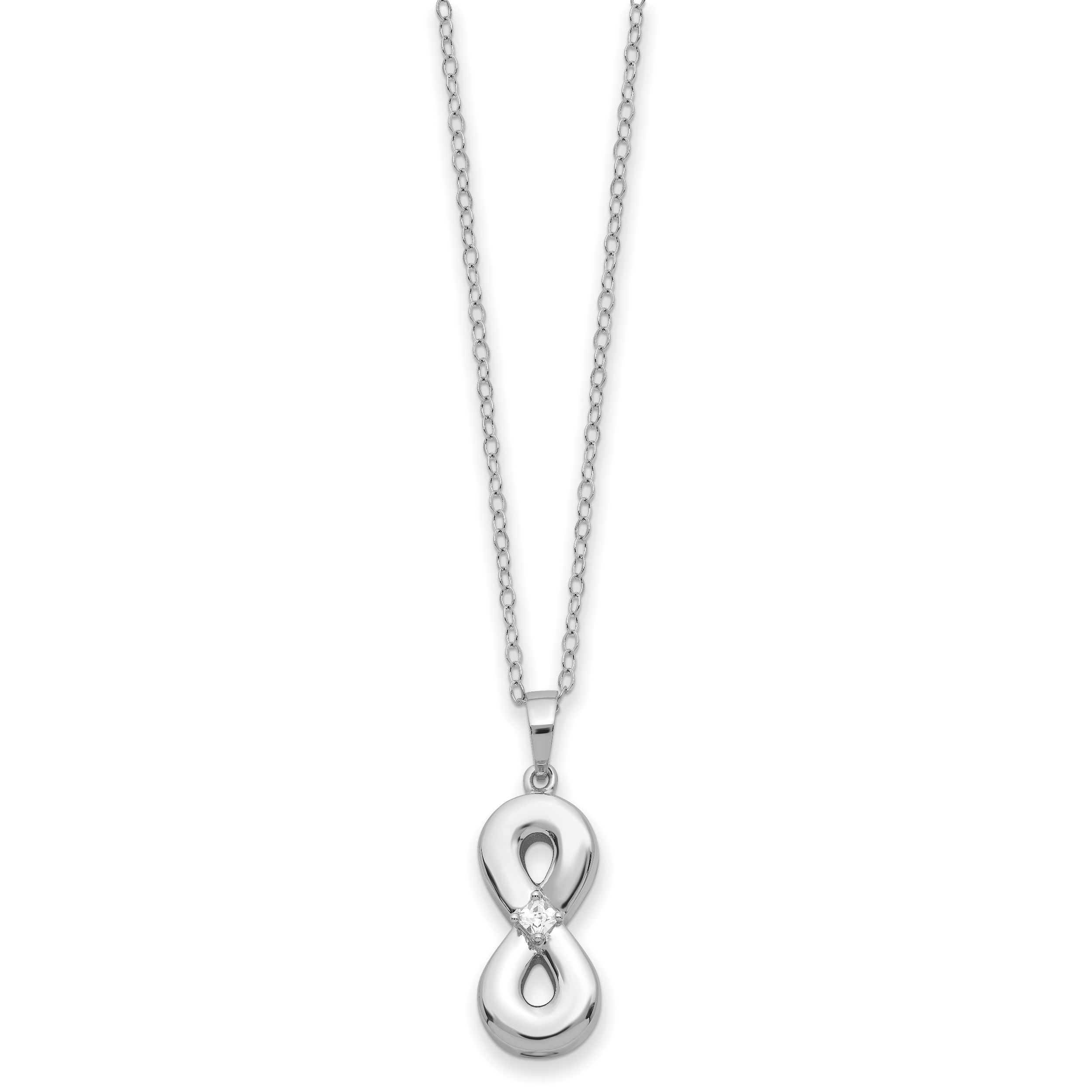 Sentimental Expressions Sterling Silver Rhodium-plated CZ Infinity Ash Holder 18 Inch Necklace