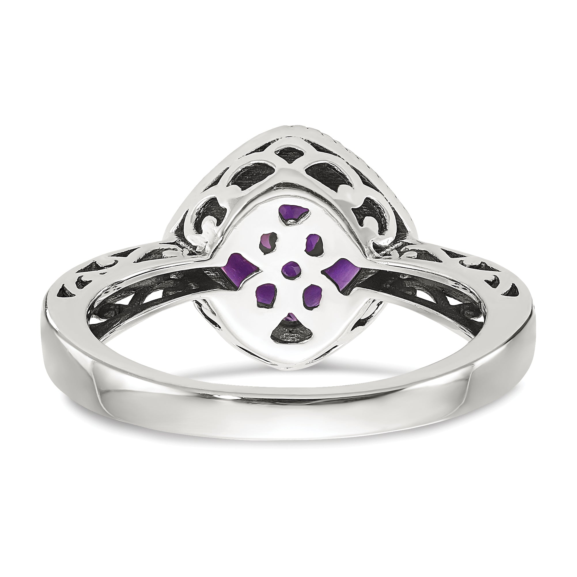 Shey Couture Sterling Silver with 14K Accent Antiqued Cushion Amethyst Ring
