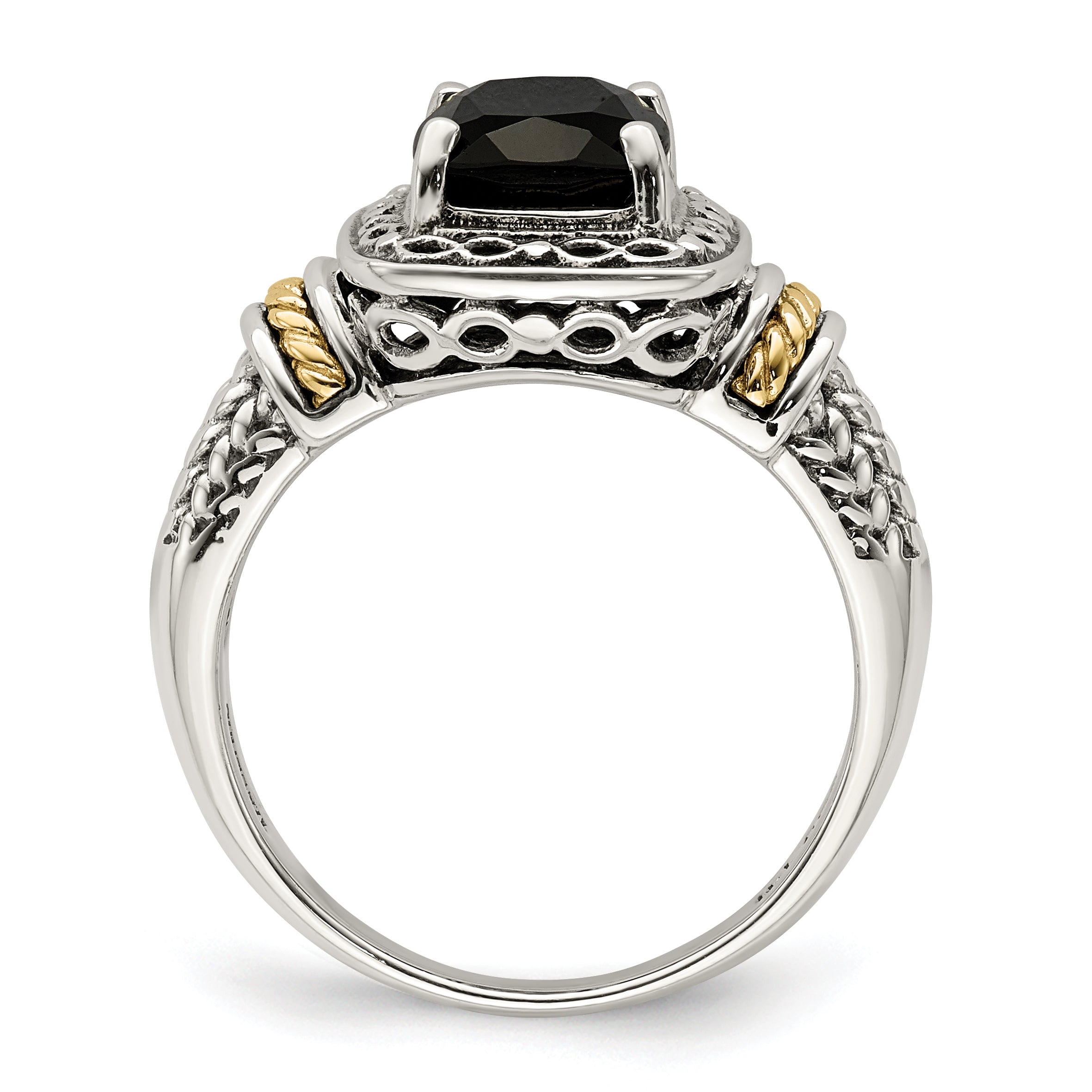 Shey Couture Sterling Silver with 14K Accent Antiqued Black Onyx Ring Secondary image