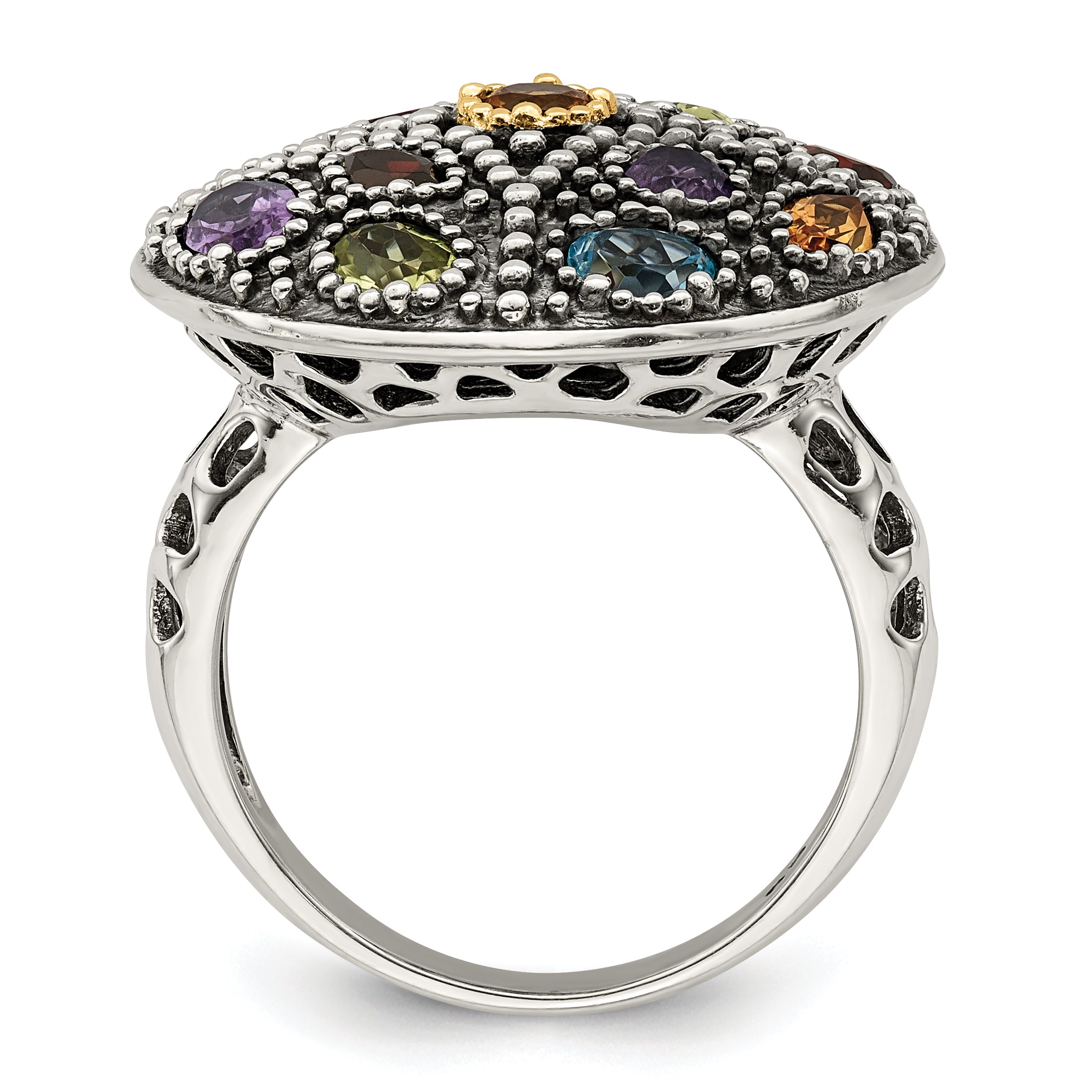Shey Couture Sterling Silver with 14K Accent Antiqued .43Amethyst/.19Citrine/.32Blue Topaz/.32Peridot/.35Garnet Ring Secondary image