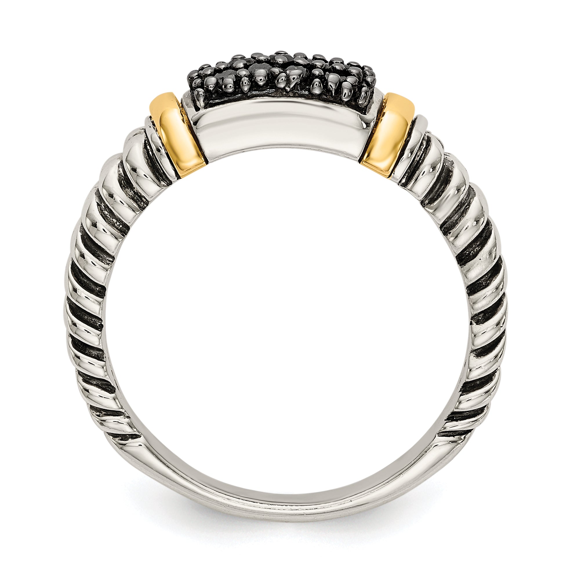 Shey Couture Sterling Silver with 14K Accent Antiqued Black Diamond Ring