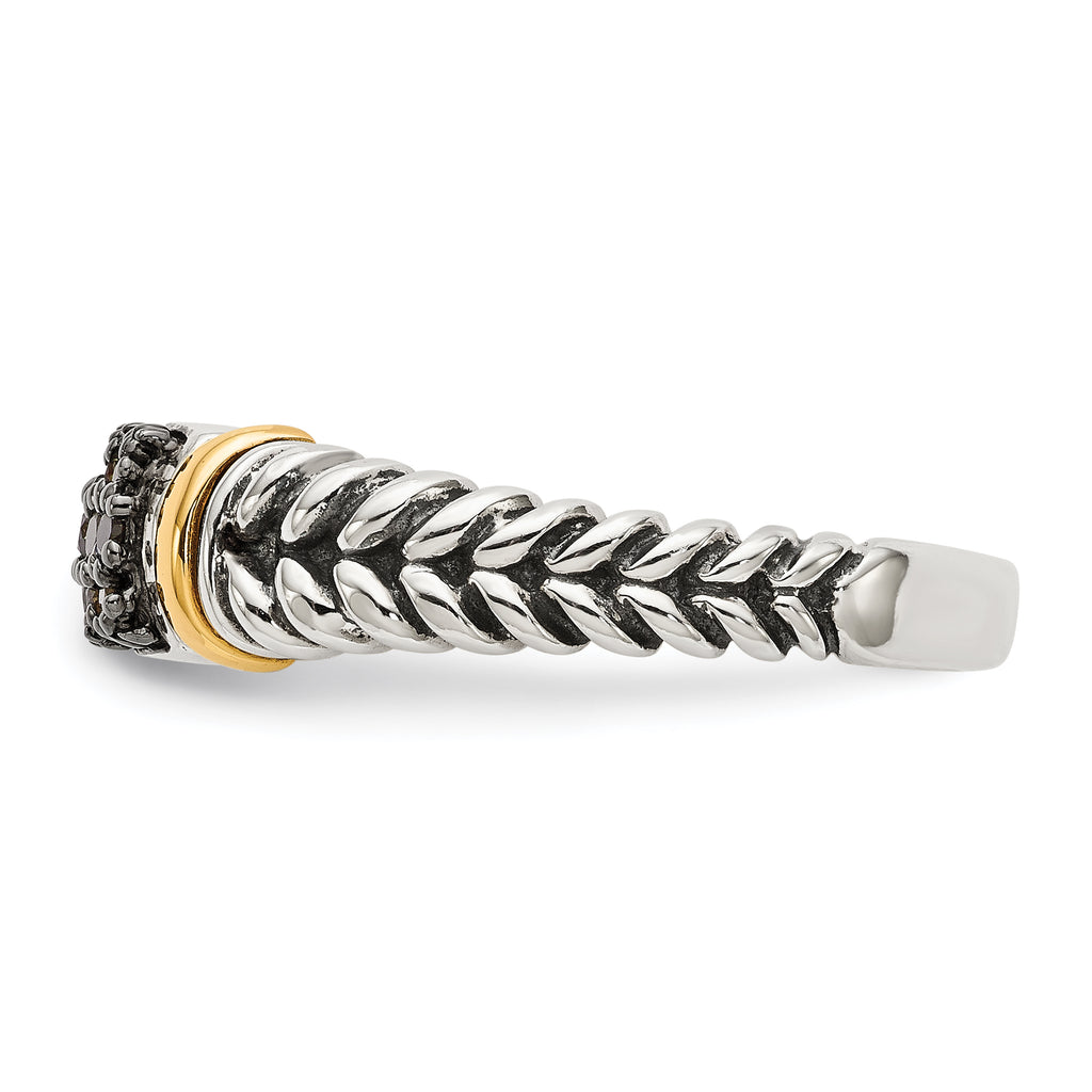 Shey Couture Sterling Silver with 14K Accent Antiqued Black Diamond Ring