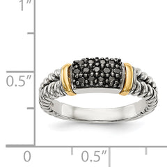 Shey Couture Sterling Silver with 14K Accent Antiqued Black Diamond Ring