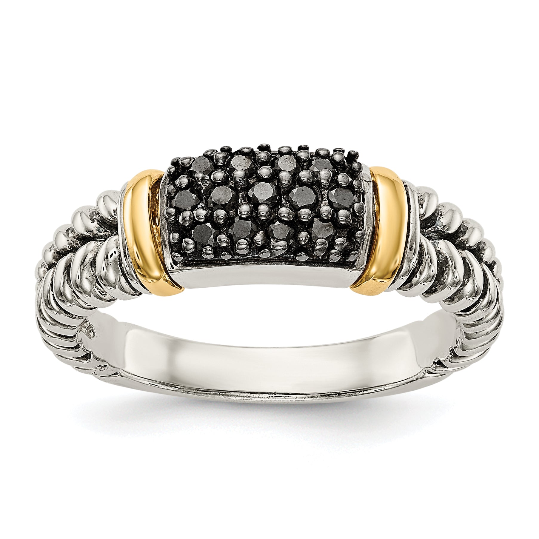 Shey Couture Sterling Silver with 14K Accent Antiqued Black Diamond Ring Main image