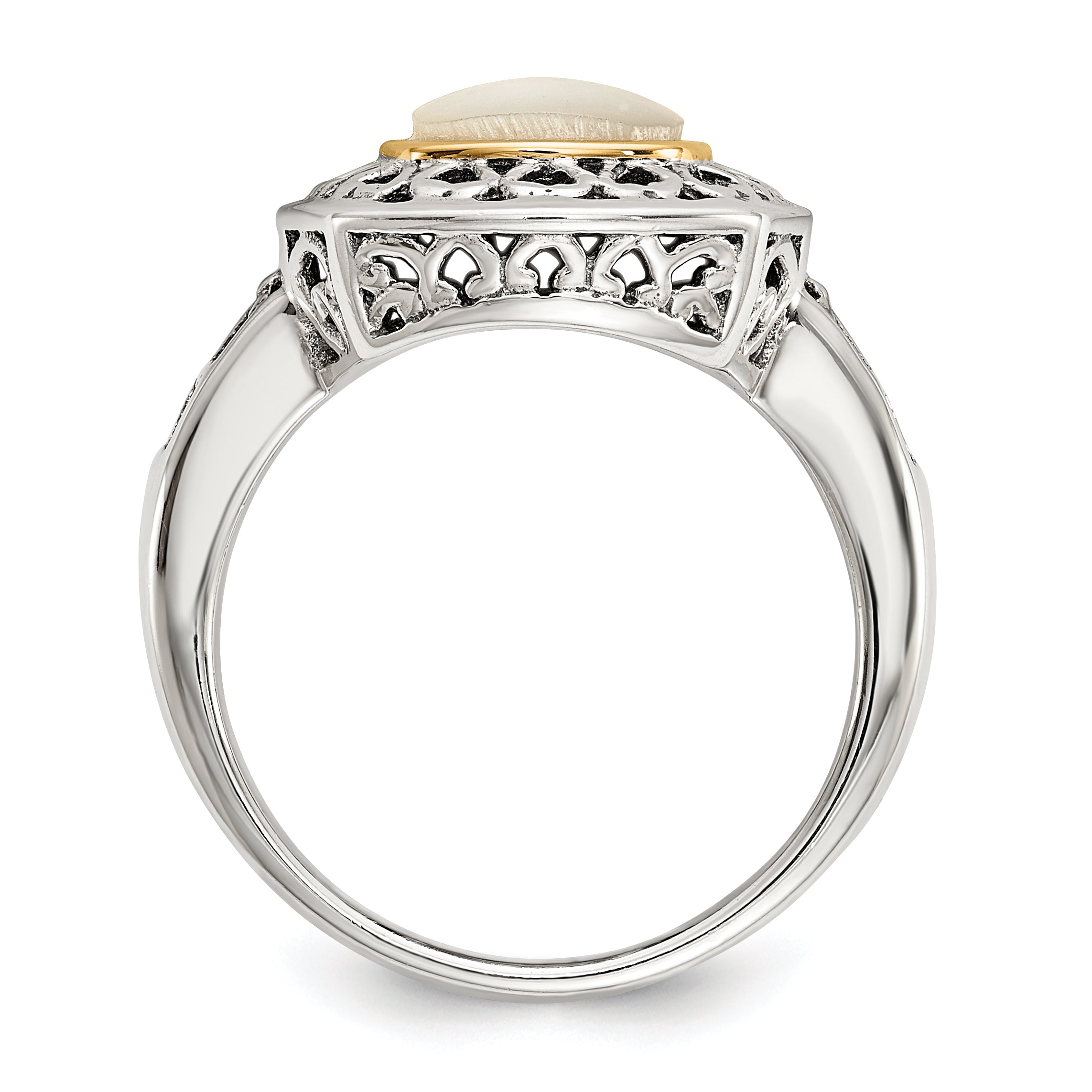 Shey Couture Sterling Silver with 14K Accent Antiqued Mother Of Pearl Ring Secondary image