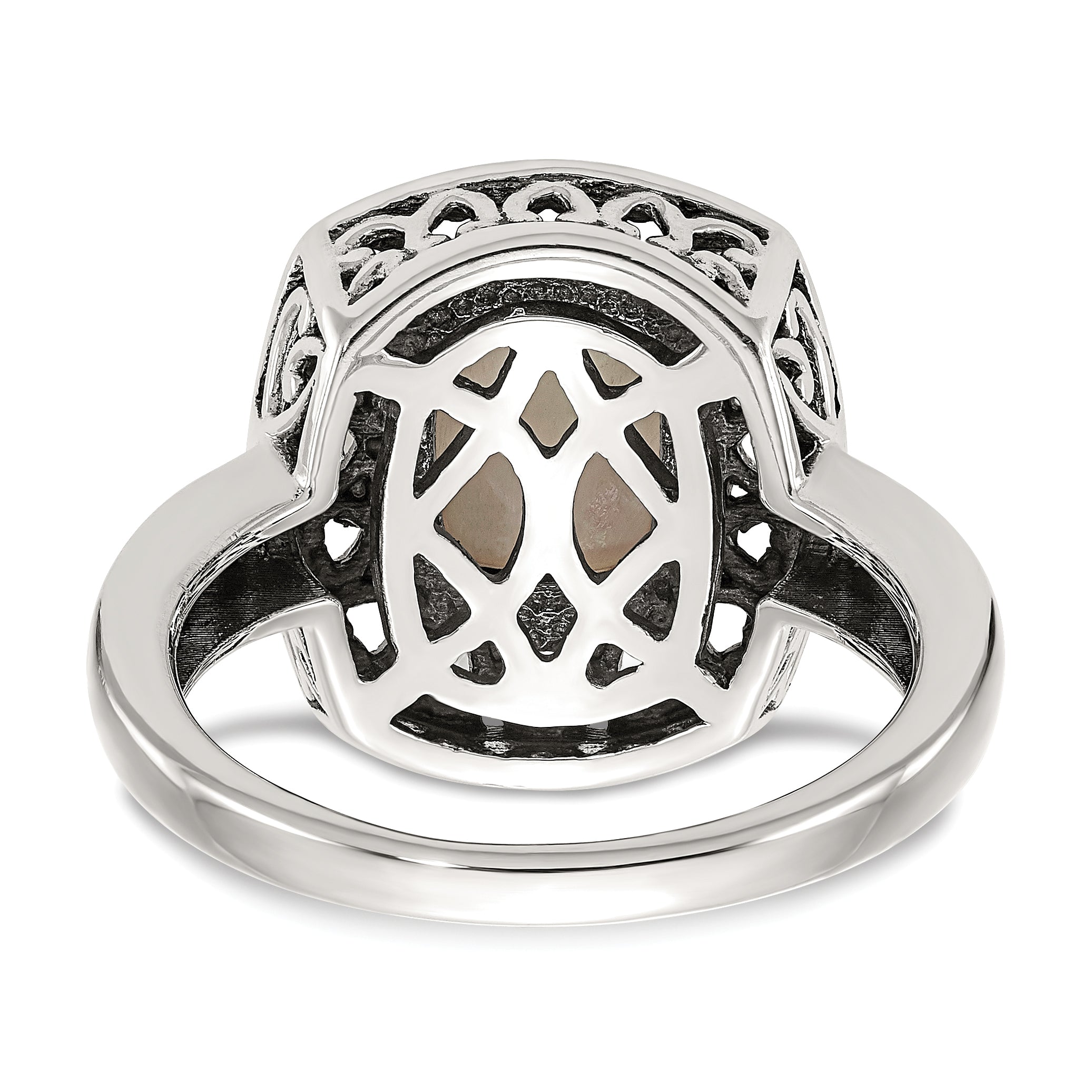 Shey Couture Sterling Silver with 14K Accent Antiqued Mother Of Pearl Ring