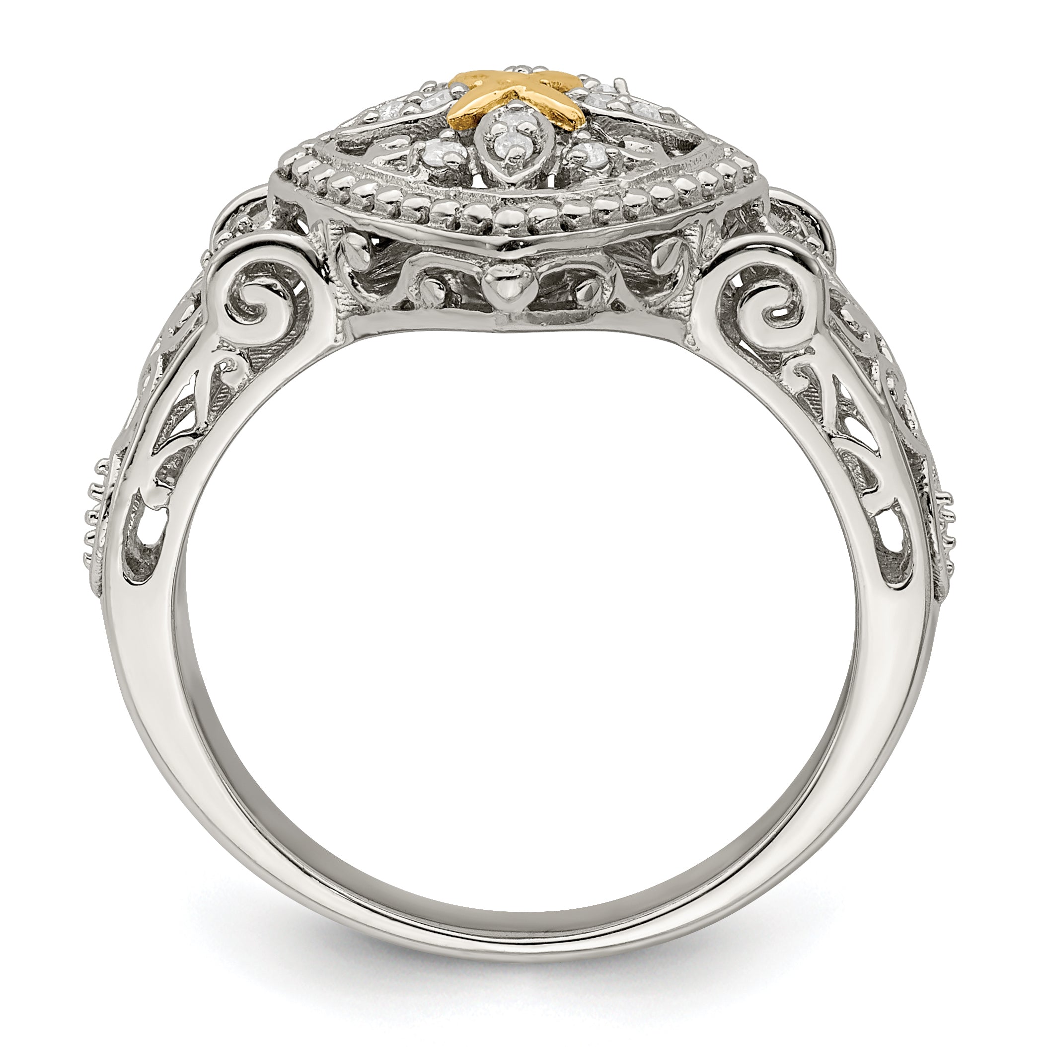 Shey Couture Sterling Silver Rhodium-plated with 14K Accent Diamond Ring Secondary image