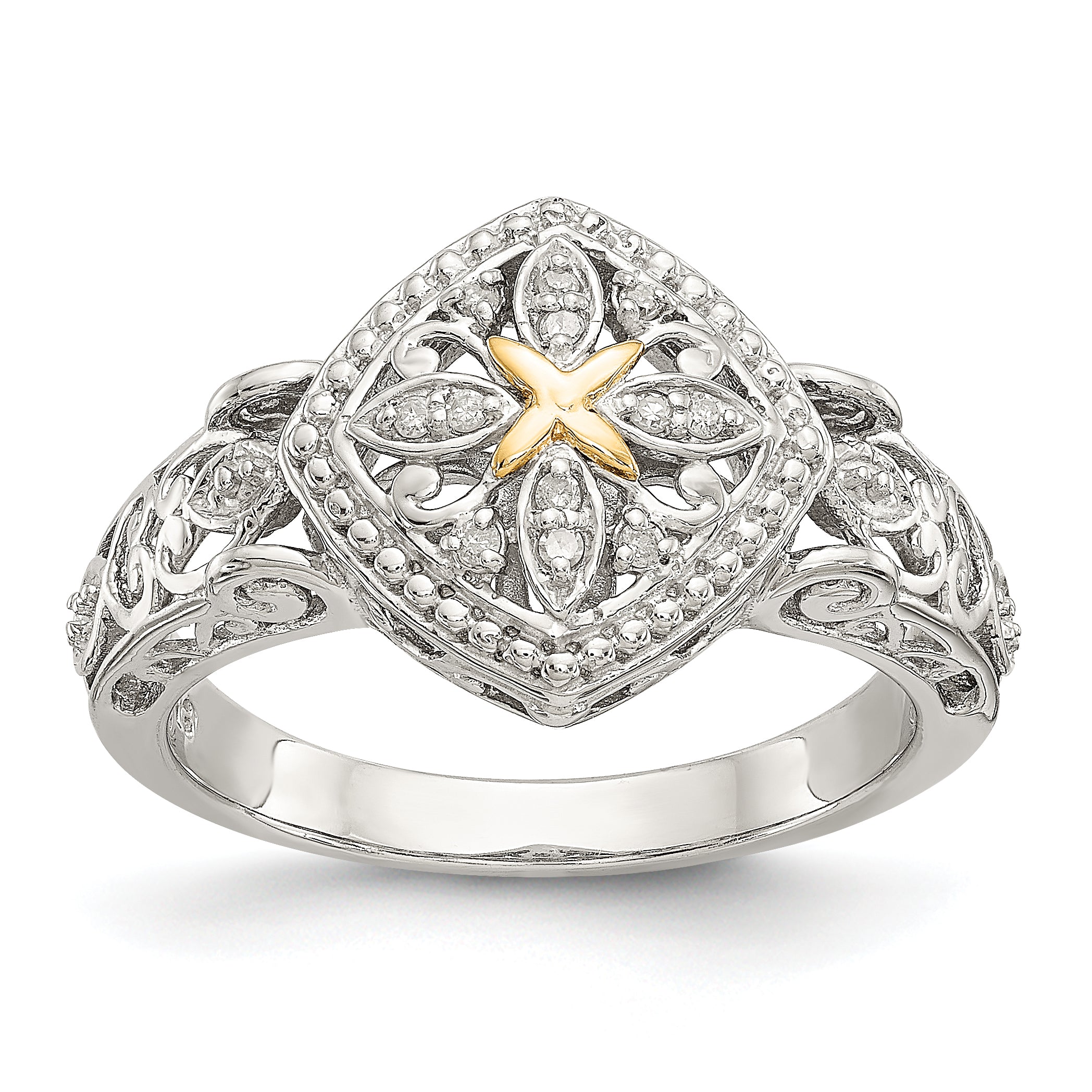 Shey Couture Sterling Silver Rhodium-plated with 14K Accent Diamond Ring Main image