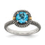 Shey Couture Sterling Silver with 14K Accent Antiqued Round Blue Topaz Ring