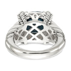 Shey Couture Sterling Silver with 14K Accent Antiqued London Blue Topaz and Diamond Ring