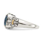 Shey Couture Sterling Silver with 14K Accent Antiqued Checkerboard Cushion London Blue Topaz Ring
