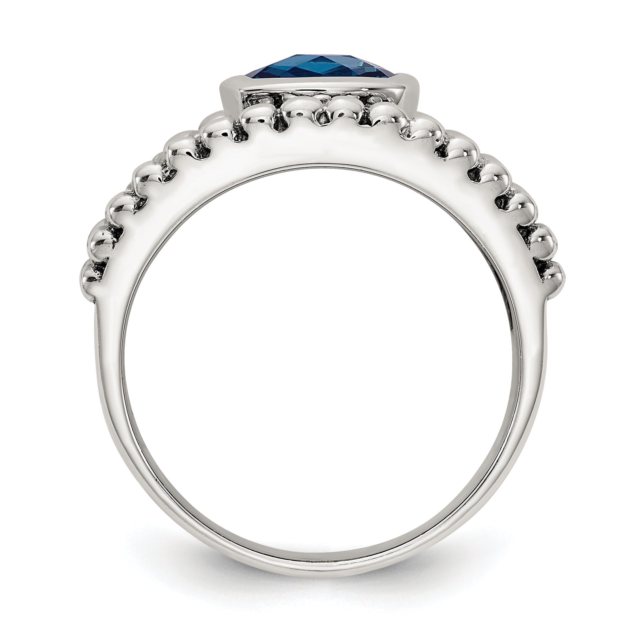 Shey Couture Sterling Silver with 14K Accent Antiqued Checkerboard Cushion London Blue Topaz Ring Secondary image
