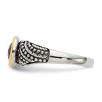 Shey Couture Sterling Silver with 14K Accent Antiqued Round Bezel Garnet Ring