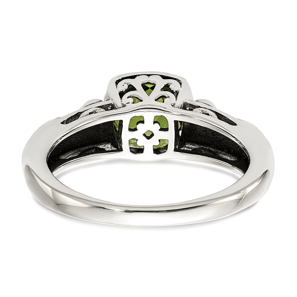 Shey Couture Sterling Silver with 14K Accent Antiqued Cushion Peridot Ring