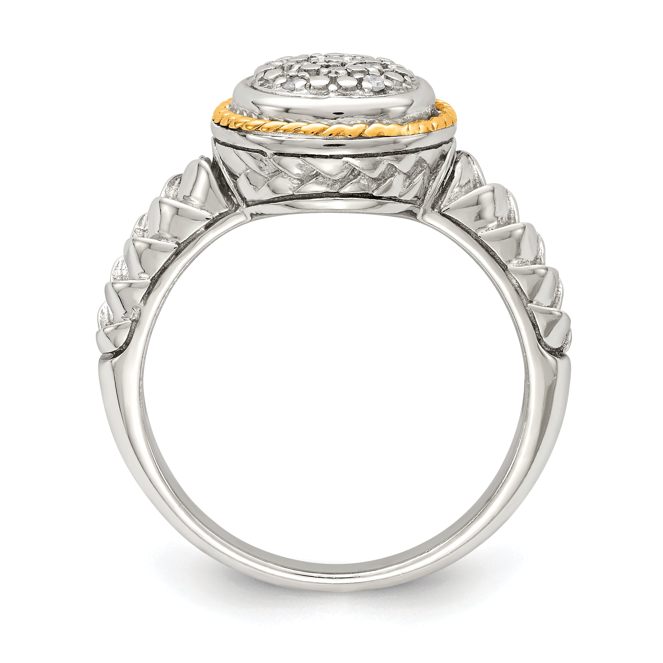 Shey Couture Sterling Silver Rhodium-plated with 14K Accent Polished Diamond Ring Secondary image