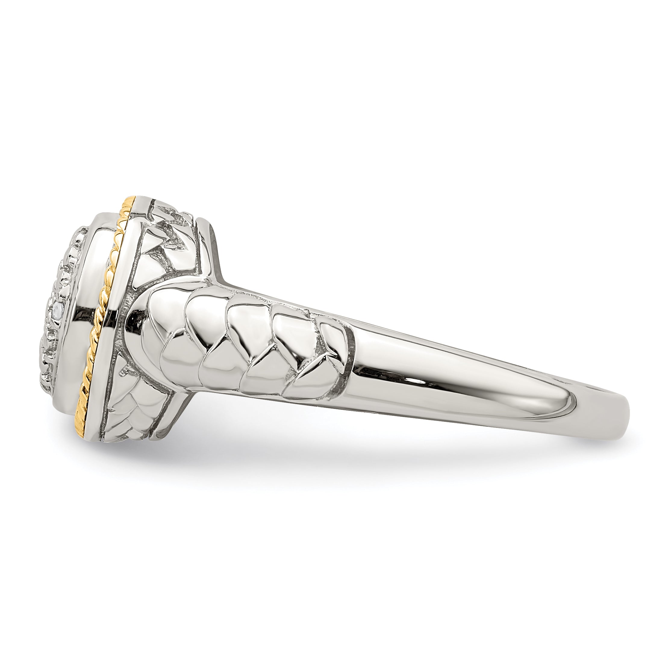 Shey Couture Sterling Silver Rhodium-plated with 14K Accent Polished Diamond Ring