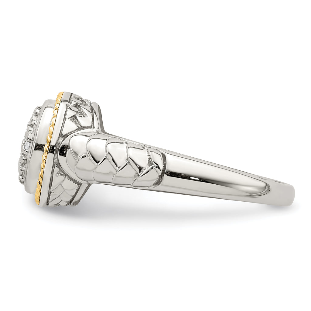 Shey Couture Sterling Silver Rhodium-plated with 14K Accent Polished Diamond Ring
