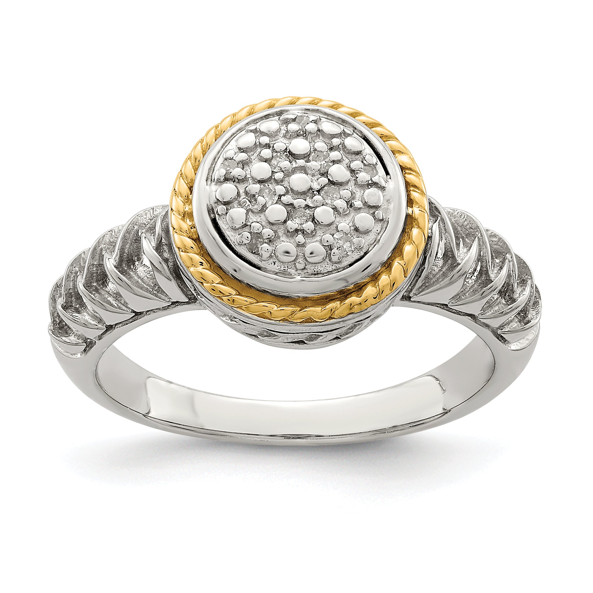 Shey Couture Sterling Silver Rhodium-plated with 14K Accent Polished Diamond Ring Main image