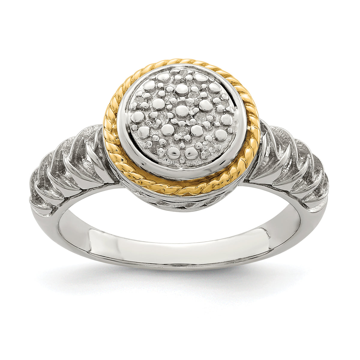 Shey Couture Sterling Silver Rhodium-plated with 14K Accent Polished Diamond Ring