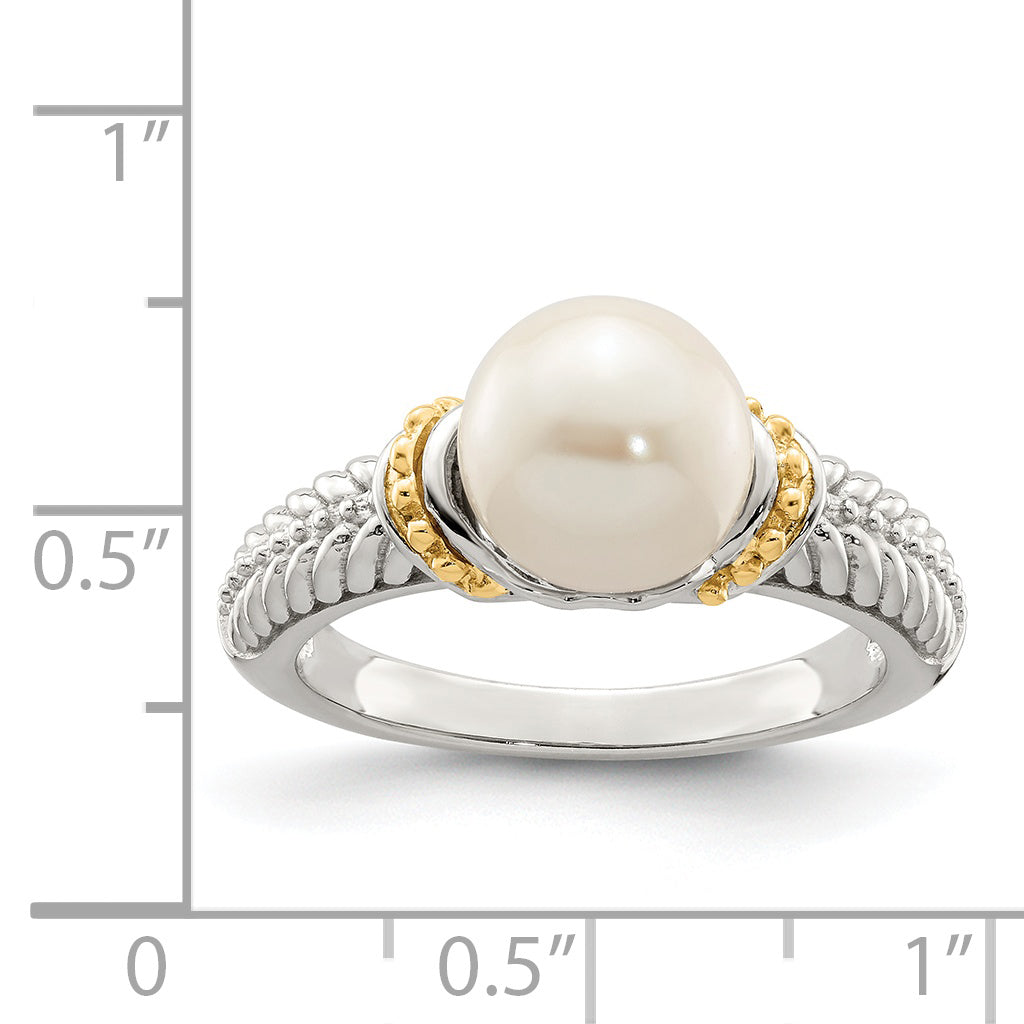 Shey Couture Sterling Silver Rhodium-plated with 14K Accent 8-9mm Freshwater Cultured Pearl Ring