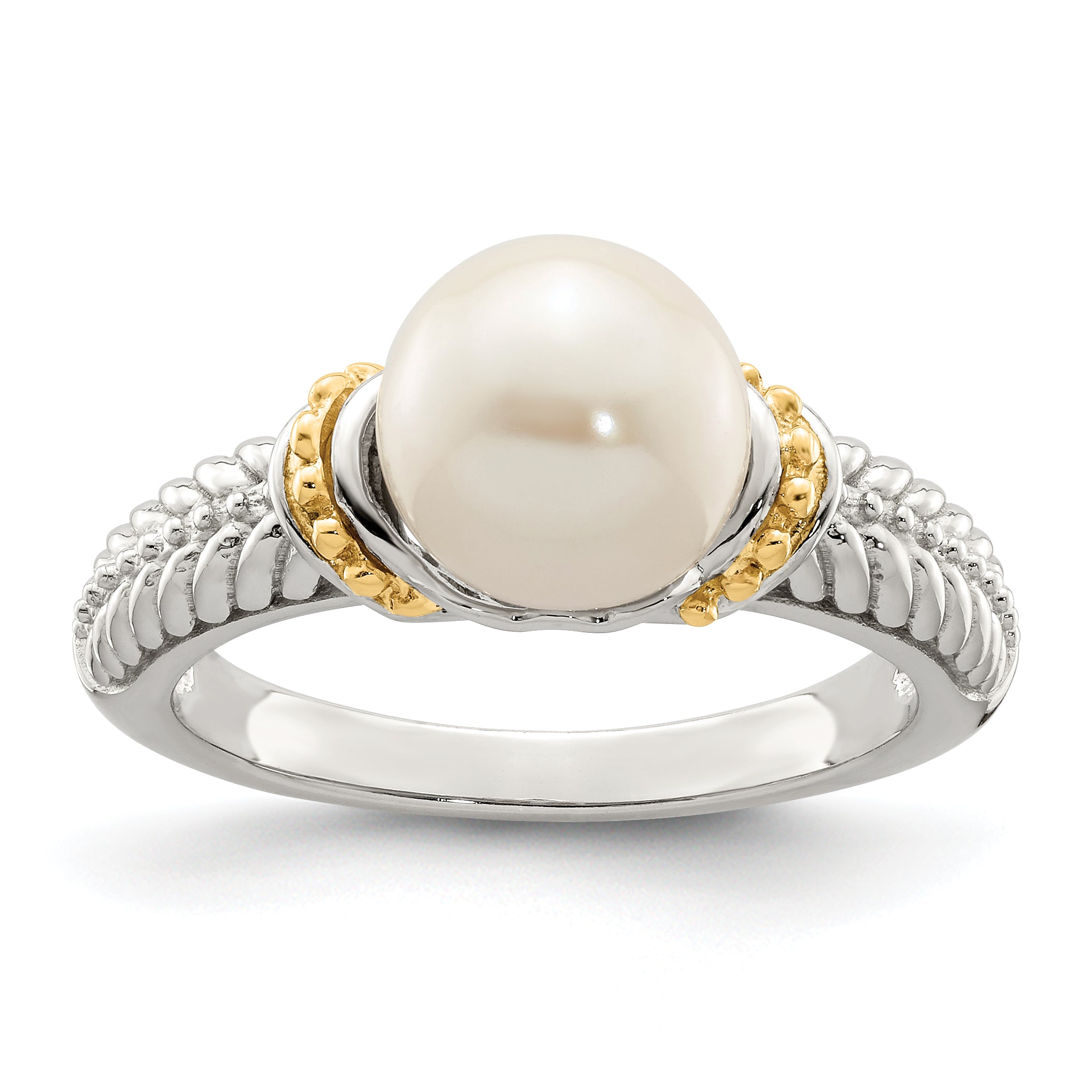 Shey Couture Sterling Silver Rhodium-plated with 14K Accent 8-9mm Freshwater Cultured Pearl Ring Main image