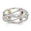 Shey Couture Sterling Silver Rhodium-plated with 14K Accent Round Bezel Amethyst Blue Topaz/Citrine/Garnet/Peridot and Smoky Quartz Ring