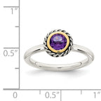 Shey Couture Sterling Silver with 14K Accent Antiqued Round Bezel Amethyst Ring