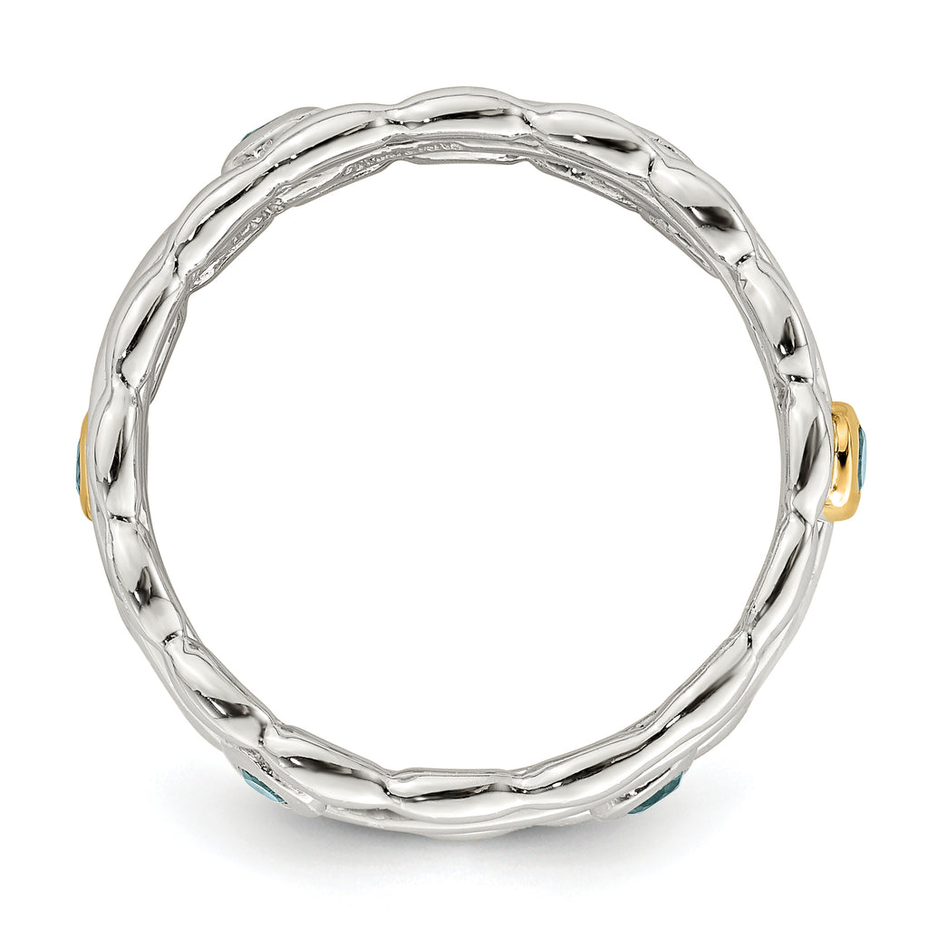 Shey Couture Sterling Silver Rhodium-plated with 14K Accent Light Swiss Blue Topaz Ring