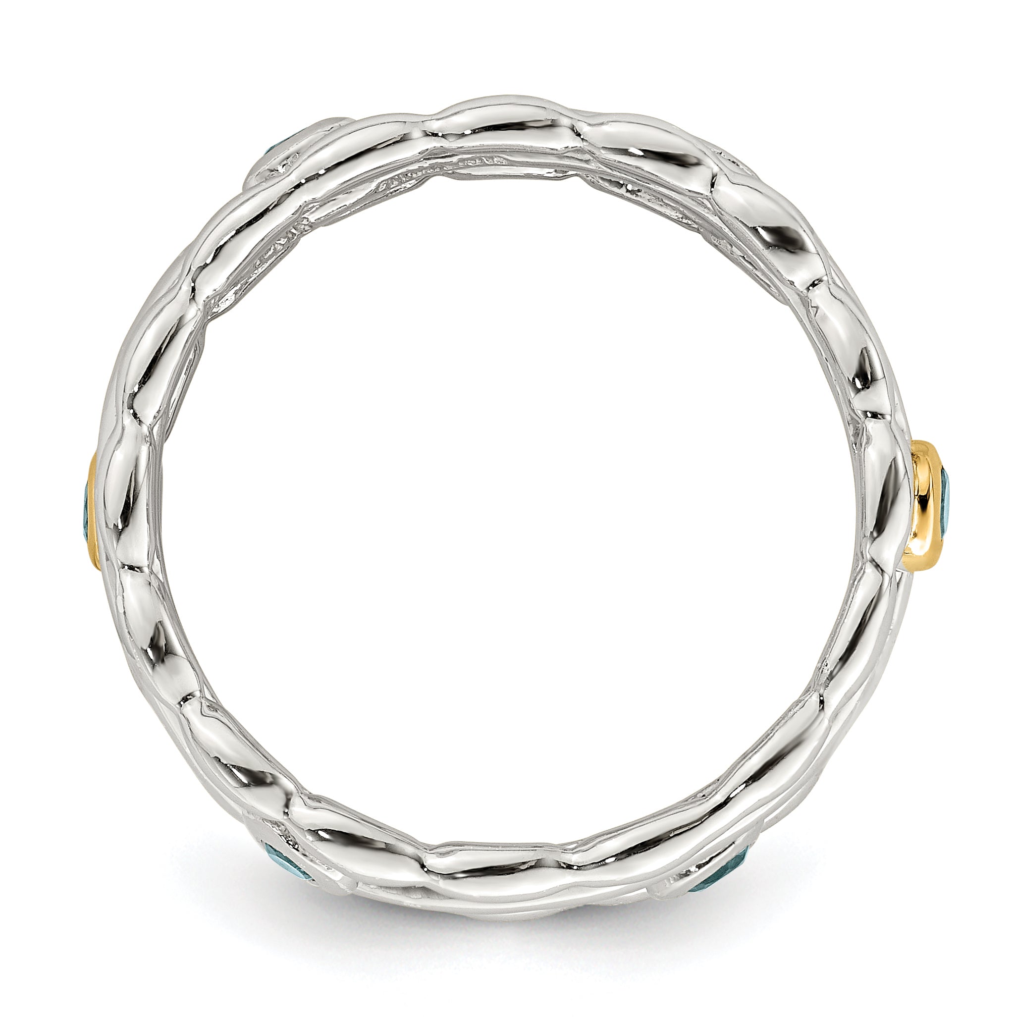 Shey Couture Sterling Silver Rhodium-plated with 14K Accent Light Swiss Blue Topaz Ring