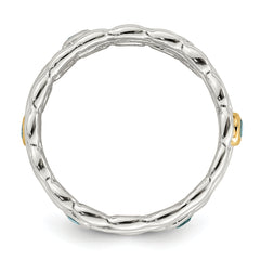 Shey Couture Sterling Silver Rhodium-plated with 14K Accent Light Swiss Blue Topaz Ring
