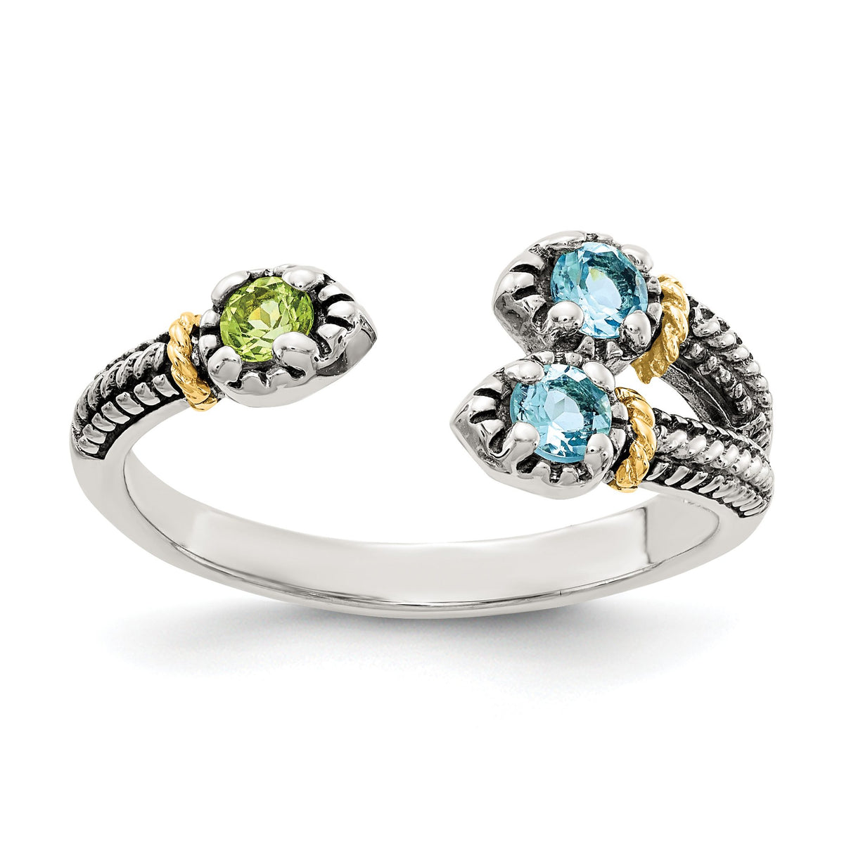Swiss Blue Topaz and .12Round Peridot Ring in Sterling Silver, Size 6–8 - Sophia Jewelers Main image